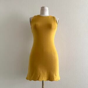 For Love and Lemons yellow sleeveless bodycon rayon/spandex mini dress